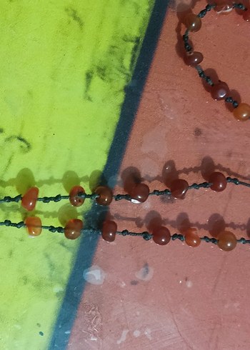 Uzun Renkli Boncuklu Bohem Kolye akik - Görsel 2