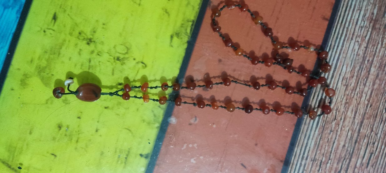 Uzun Renkli Boncuklu Bohem Kolye akik - Görsel 3