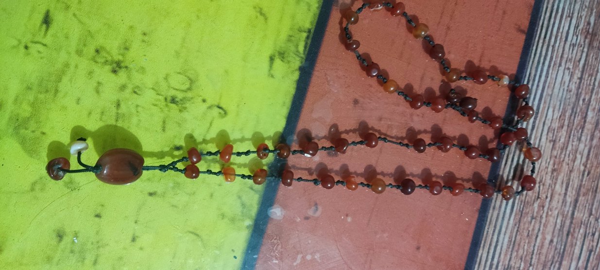 Uzun Renkli Boncuklu Bohem Kolye akik - Görsel 2