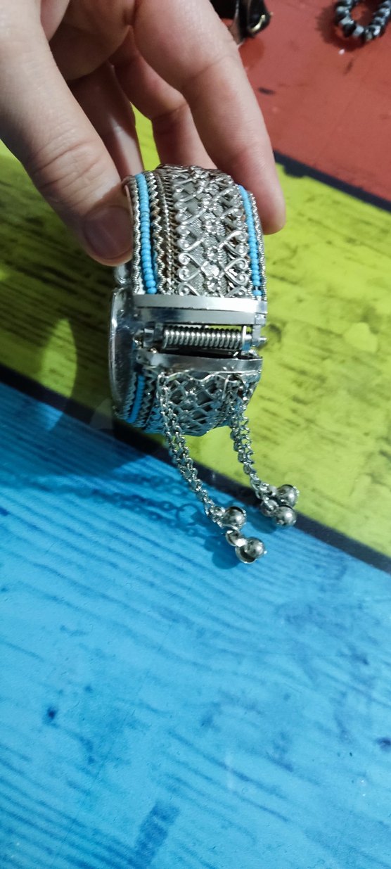 Turkuaz Boncuk İşlemeli Bohem Kadın Bileklik - Görsel 5