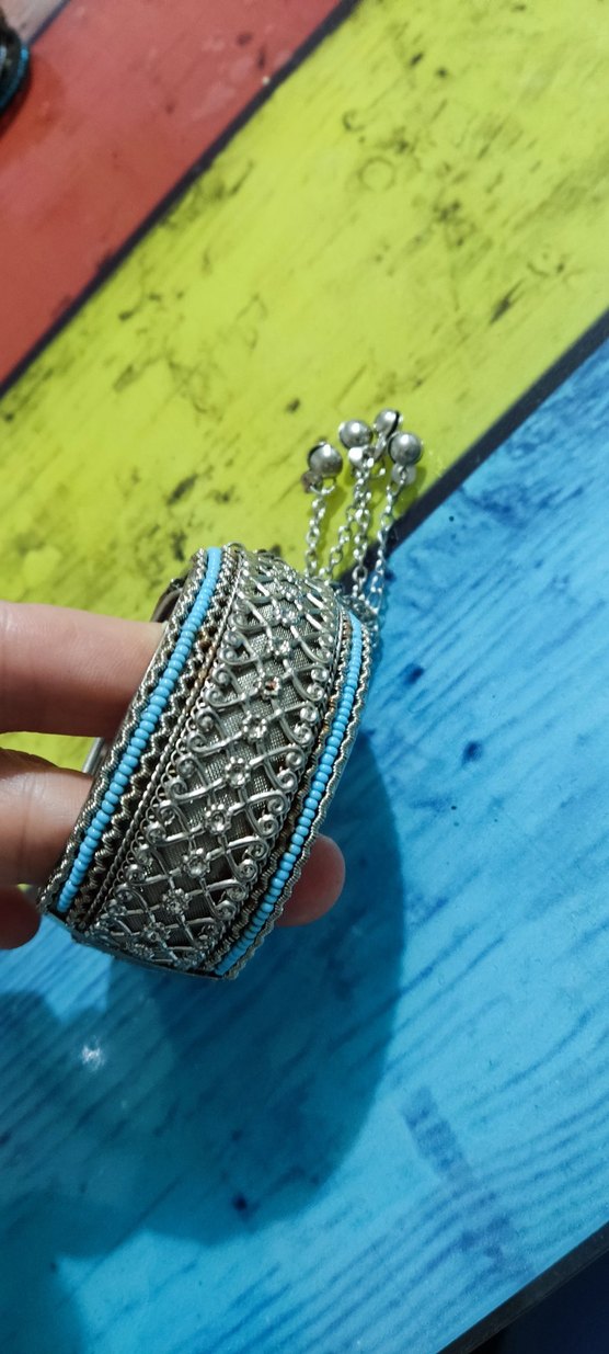 Turkuaz Boncuk İşlemeli Bohem Kadın Bileklik - Görsel 2