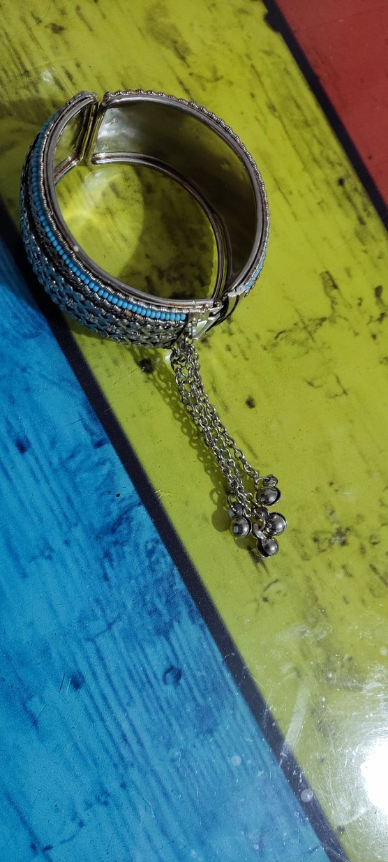 Turkuaz Boncuk İşlemeli Bohem Kadın Bileklik - Görsel 3