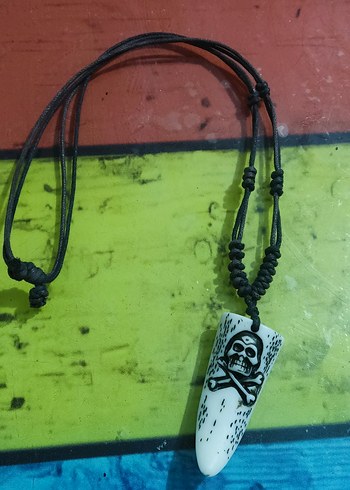 Uzun Siyah Boncuklu Punk Rock Kolye - Görsel 2