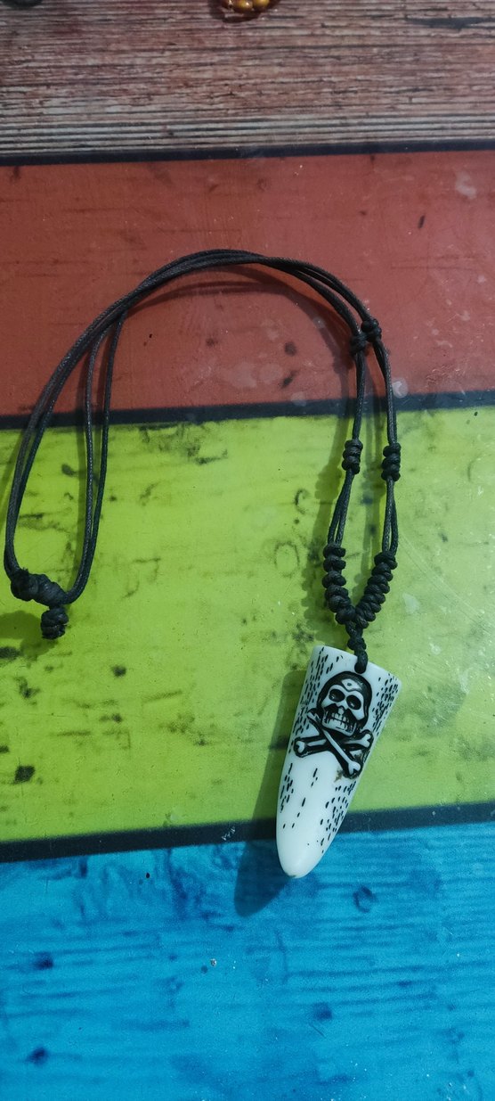 Uzun Siyah Boncuklu Punk Rock Kolye - Görsel 2