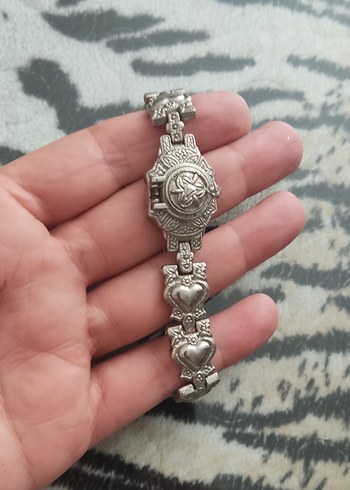 Gri Vintage Kadın Bileklik antika saat