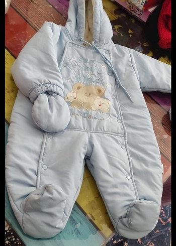 Mavi Kapüşonlu Bebek Tulumu - Görsel 3