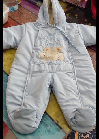 Mavi Kapüşonlu Bebek Tulumu - Görsel 2