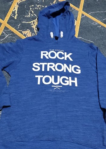Mavi Rock Punk Baskılı Erkek Sweatshirt