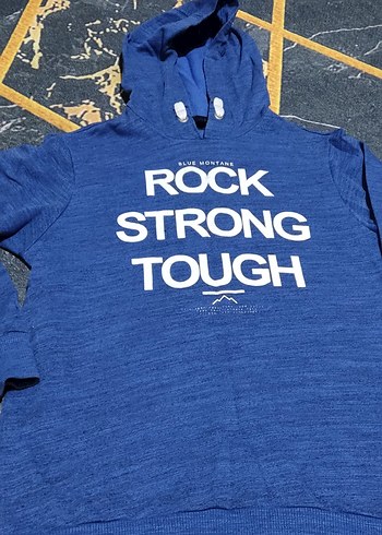 13-14 Yaş Beden Mavi Rock Punk Baskılı Erkek Sweatshirt
