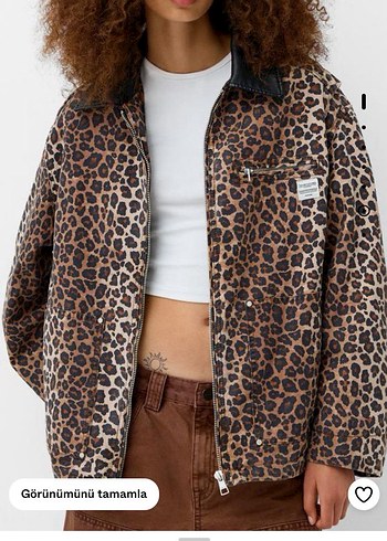 Bershka Kahverengi Leopar Desenli Kadın Ceket