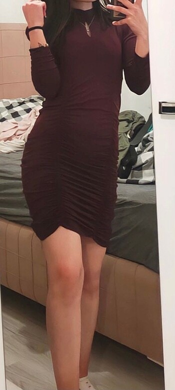 Kahverengi drapeli elbise mezuniyet/düğün/nişan/kına - Görsel 3