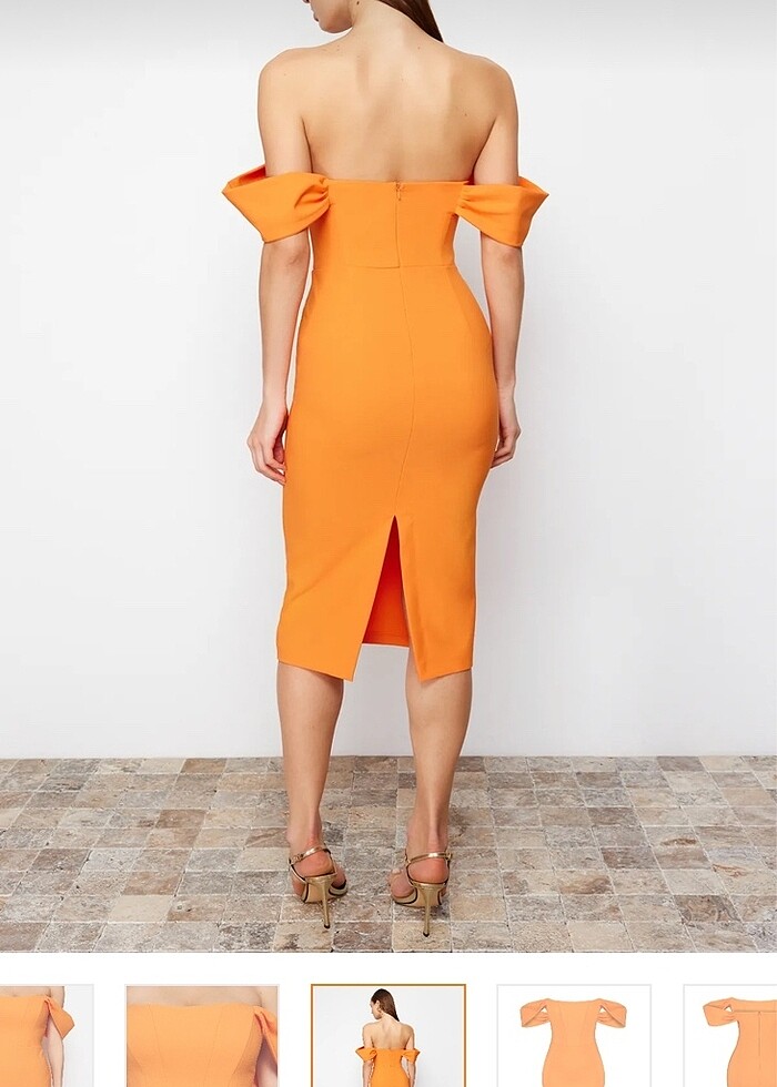 Turuncu şık elbise - Görsel 2