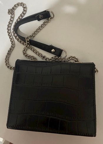 Zincir Detaylı Siyah Deri Kadın Çanta - Görsel 2