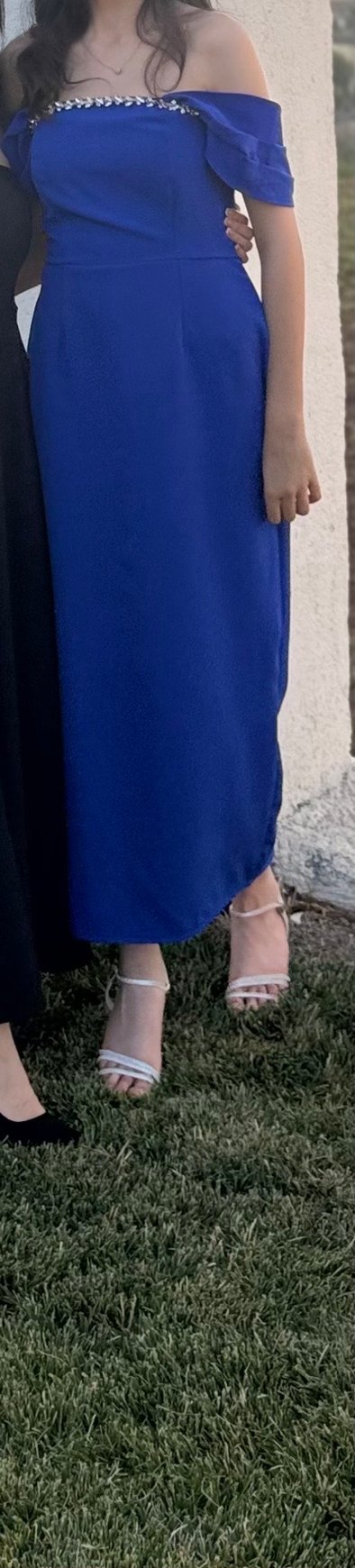 Mavi Taş İşlemeli Midi Elbise - Görsel 3