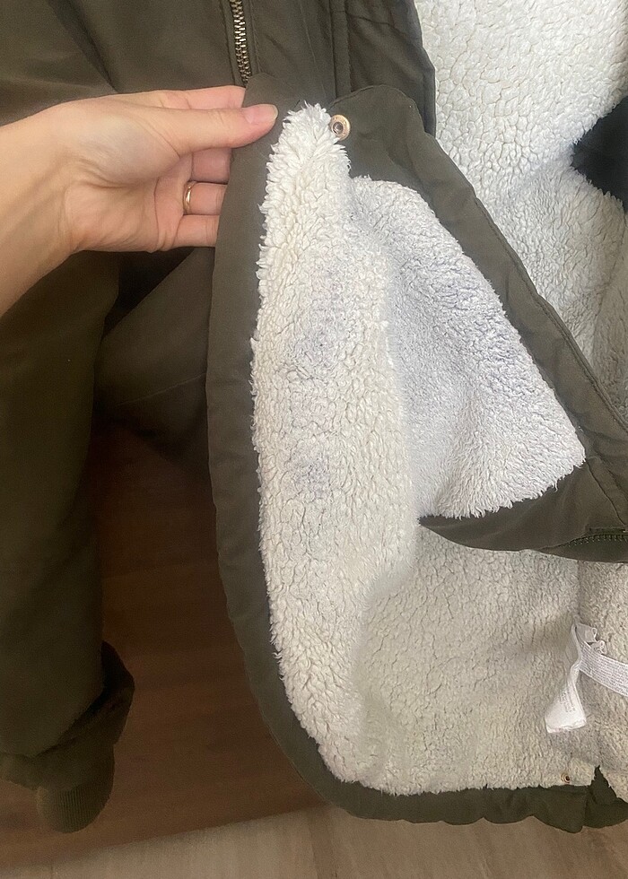 Haki İçi yünlü mont/LCW - Görsel 3