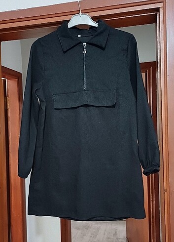 Siyah renk cep detaylı kadife sweat