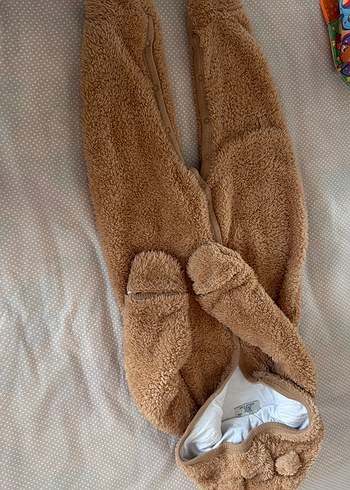 Kahverengi Peluş Bebek mont kaban Tulumu - Görsel 3