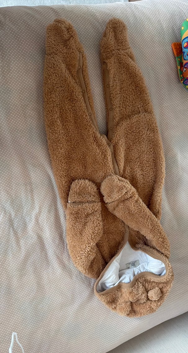 Kahverengi Peluş Bebek mont kaban Tulumu - Görsel 3