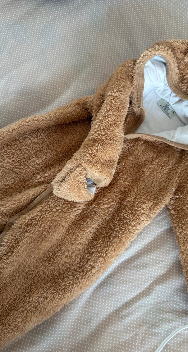 Kahverengi Peluş Bebek mont kaban Tulumu - Görsel 2