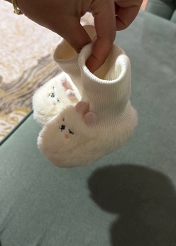 Kız Çocuk Beyaz Nakışlı Sıcak Peluş panduf - Görsel 4