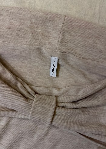 Bej Triko Uzun Kollu bluz - Görsel 4