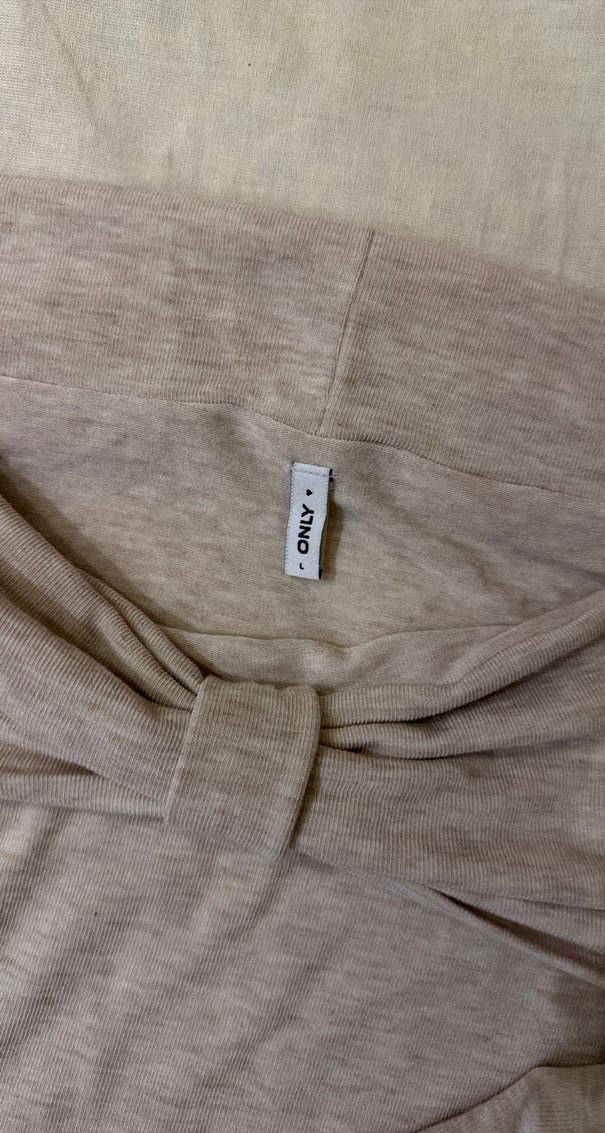 Bej  Triko Uzun Kollu bluz - Görsel 4