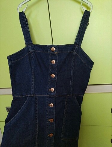 H&M Askılı denim elbise