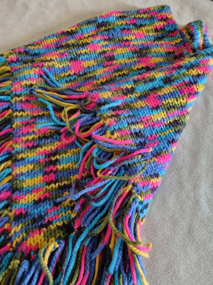 Renkli Örgü Bohem Genç Kız Bere ve Atkı Seti - Görsel 5