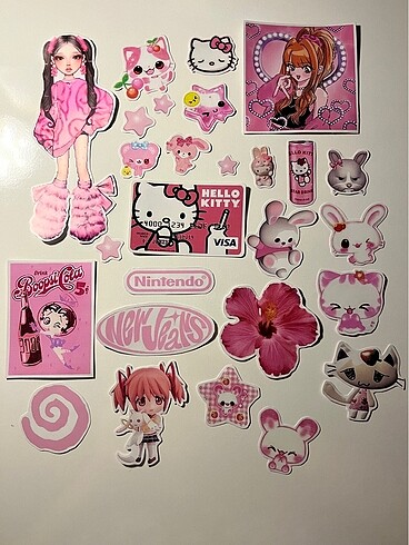 aesthetic pink pembe sticker çıkartma seti