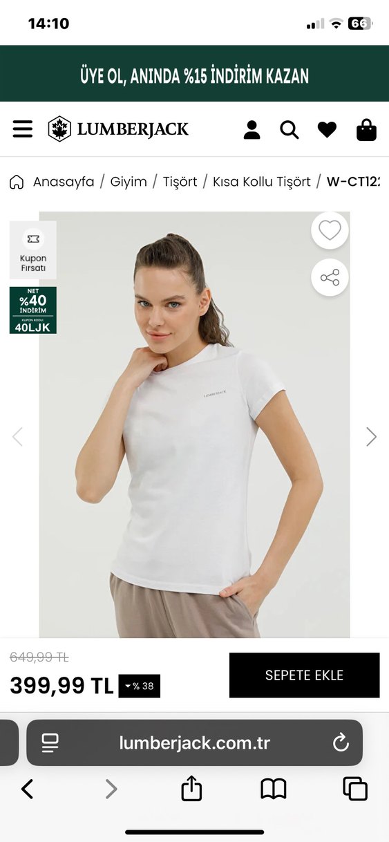 Beyaz Tişört Lumberjack - Görsel 3