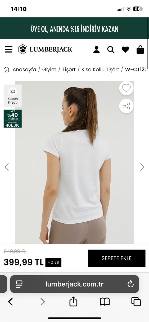 Beyaz Tişört Lumberjack - Görsel 4