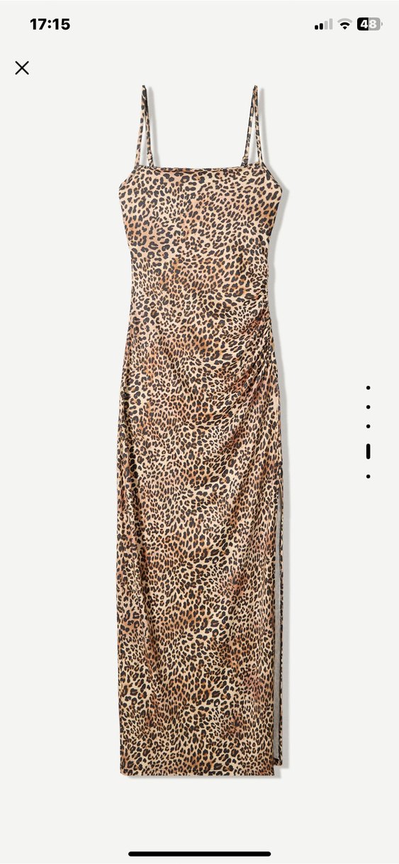Bershka Leopar Desenli Uzun İp Askılı Elbise - Görsel 2