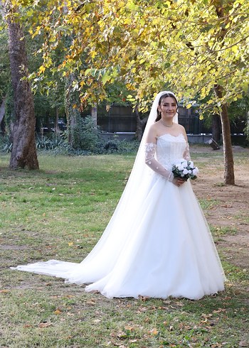Straplez A Kesim Beyaz Gelinlik