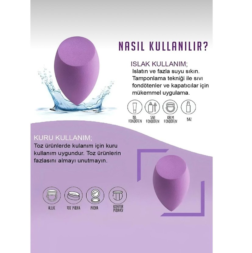 Kutulu 3'lü Pembe Makyaj Süngeri Seti - Görsel 3