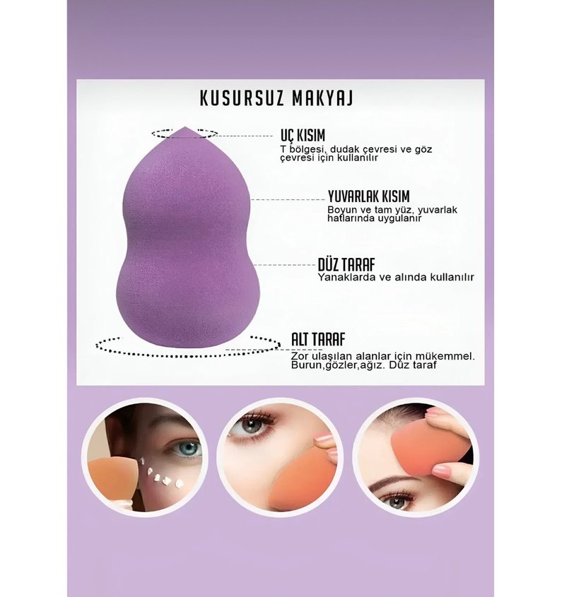 Kutulu 3'lü Pembe Makyaj Süngeri Seti - Görsel 4