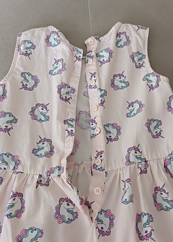 LC Waikiki Pembe Bohem Kız Çocuk Elbise Unicorn Baskılı