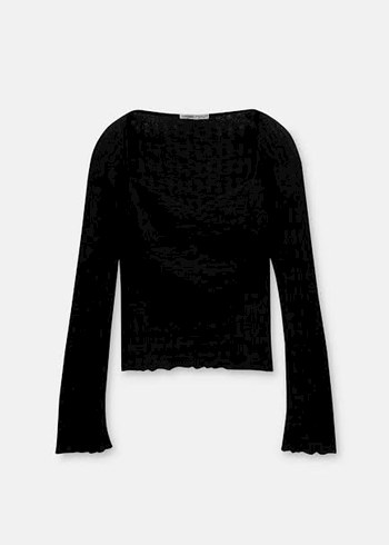Pull and Bear Siyah dokulu Kadın Bluz