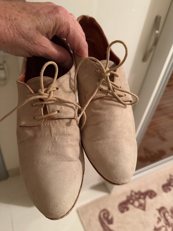 Bej Süet Kadın Klasik Ayakkabı - Görsel 2