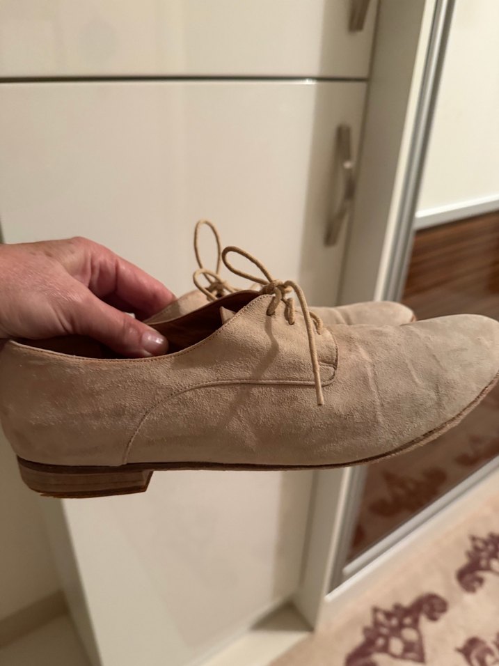 Bej Süet Kadın Klasik Ayakkabı - Görsel 3