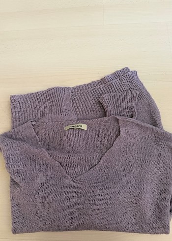 Eflatun V Yaka Kadın Triko Kazak - Görsel 2