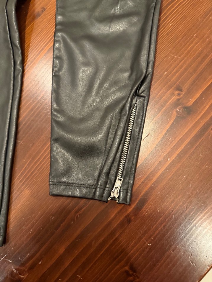 Siyah Deri Biker Kadın Pantolon - Görsel 3