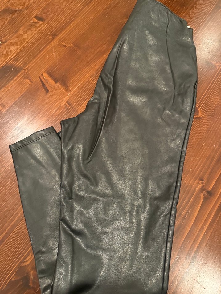 Siyah Deri Biker Kadın Pantolon - Görsel 2