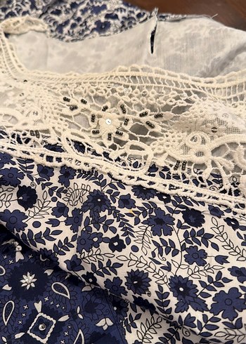 Dantel Detaylı Lacivert Bohem elbise - Görsel 2