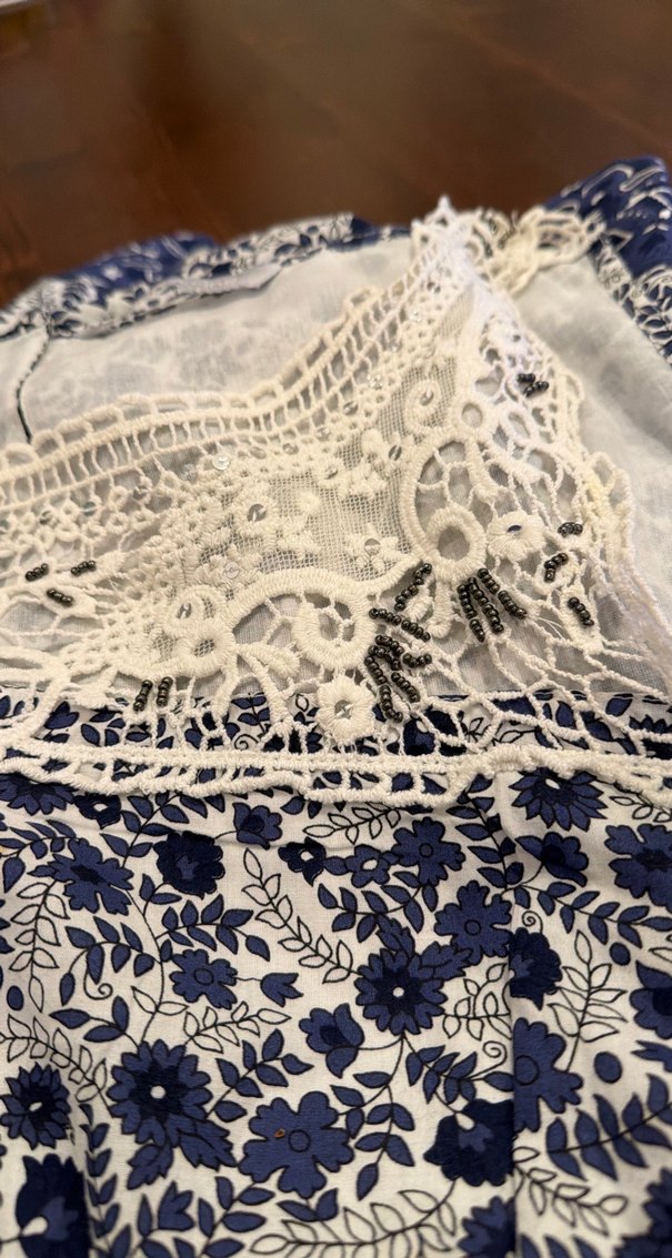 Dantel Detaylı Lacivert Bohem elbise - Görsel 5