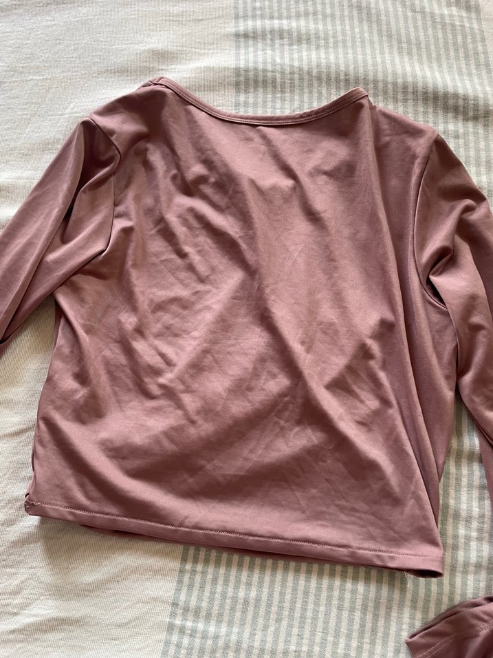 Gül kurusıV Yaka Uzun Kollu  Bluzu - Görsel 2