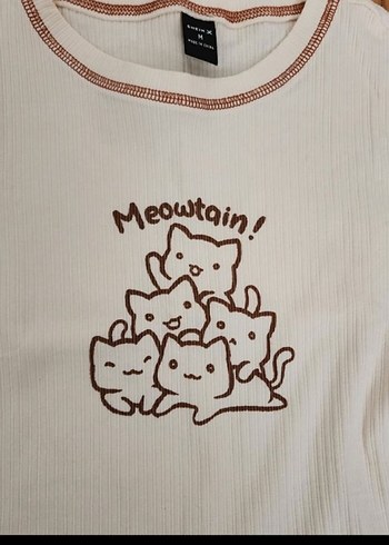 Kedili Baskılı Kahverengi Kısa Kollu Tişört - Görsel 2