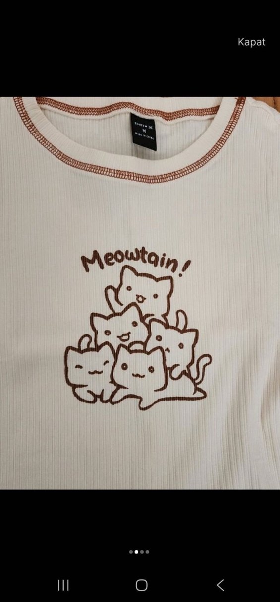 Kedili Baskılı Kahverengi Kısa Kollu Tişört - Görsel 2