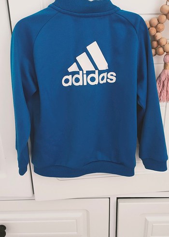 12-18 Ay Beden Adidas Erkek Çocuk Mavi Fermuarlı Sweatshirt