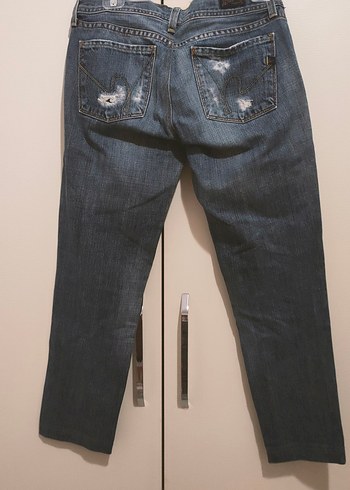 36 Beden Kadın Mavi Yıpranmış Denim Pantolon