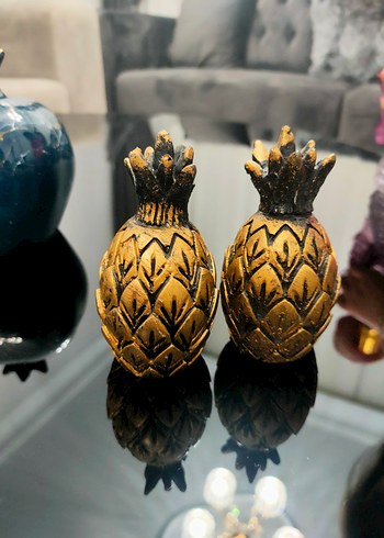 soft Altın Renkli Ananas Figürin Seti - Görsel 3